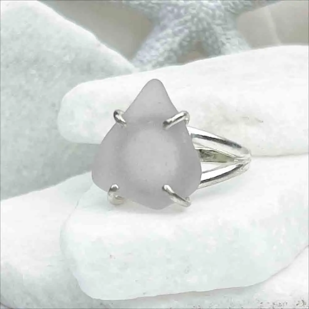 Sun Purple Kite Sea Glass Ring in Sterling Silver Size 8 | #1840