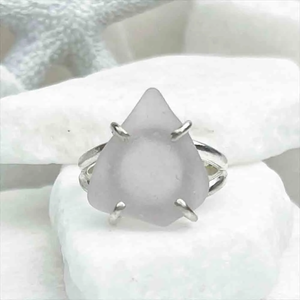 Sun Purple Kite Sea Glass Ring in Sterling Silver Size 8 | #1840