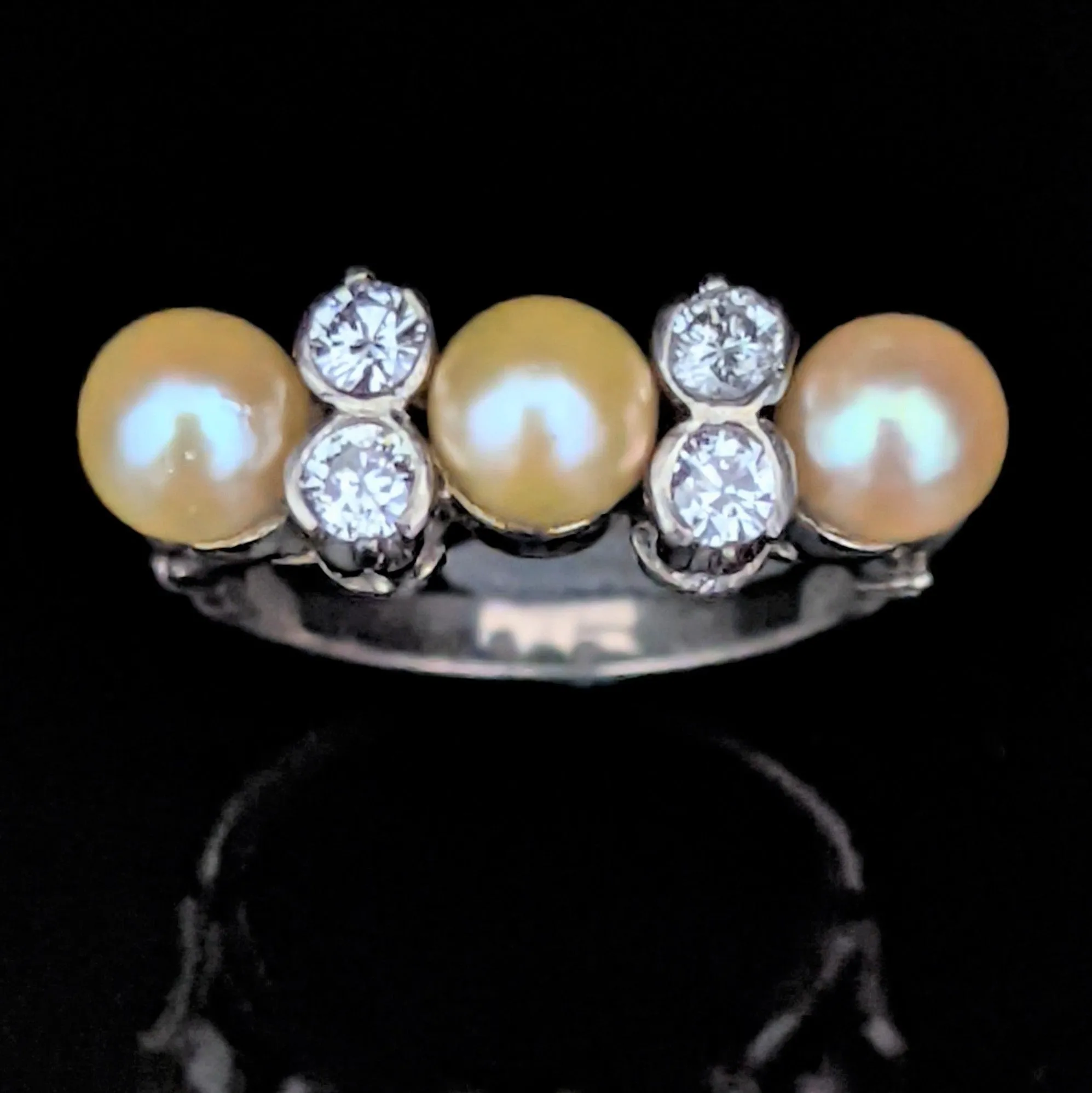 The Columbus - Vintage Diamond Pearl Platinum Cocktail Ring