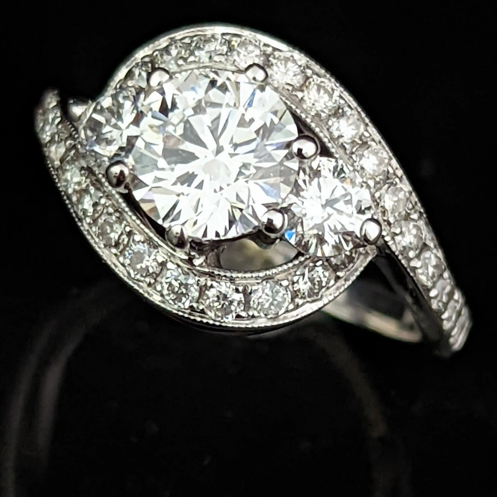 The Katrina - Vintage GIA Diamond 14k Gold Engagement Ring 2 Carat TDW