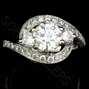 The Katrina - Vintage GIA Diamond 14k Gold Engagement Ring 2 Carat TDW