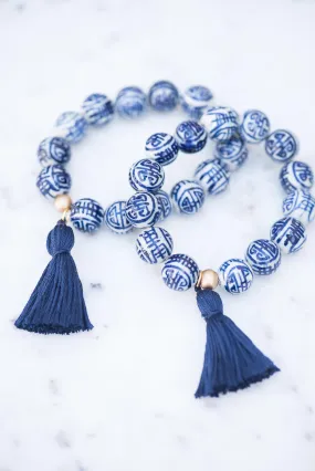 The Percy Tassel Bracelet in Navy