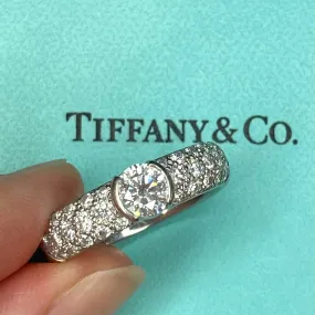 Tiffany & Co. Platinum Etoile Diamond Engagement Ring with Original Certificate Size 10