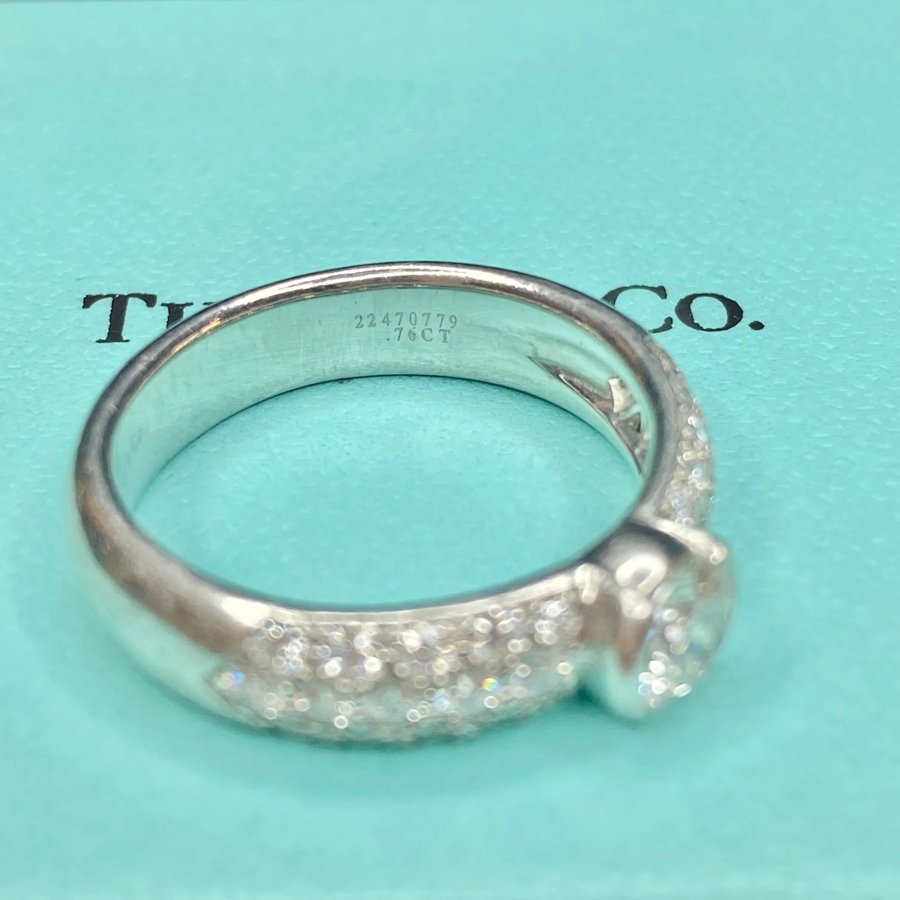 Tiffany & Co. Platinum Etoile Diamond Engagement Ring with Original Certificate Size 10