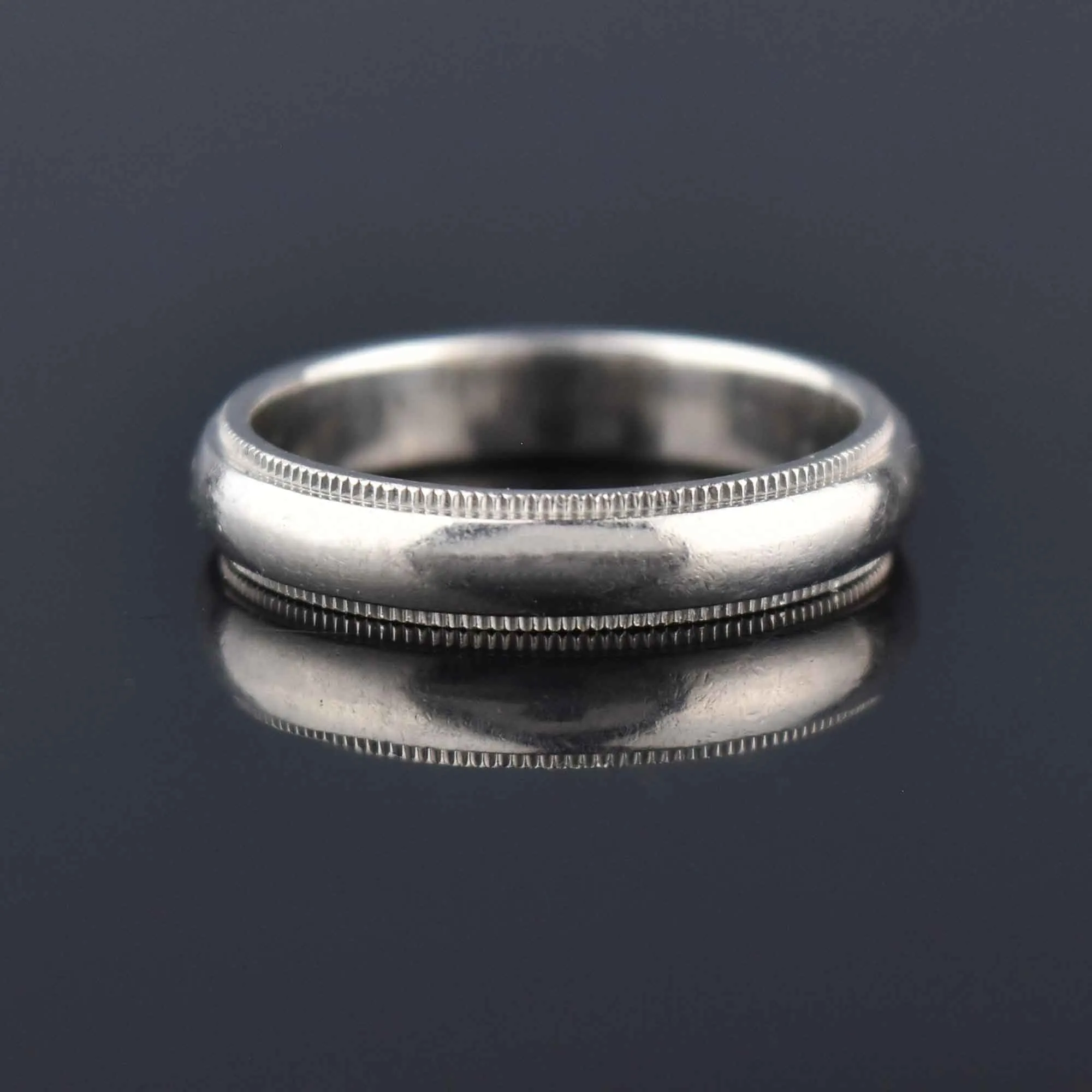 Tiffany & Co Platinum Milgrain Wedding Band Ring, 4mm