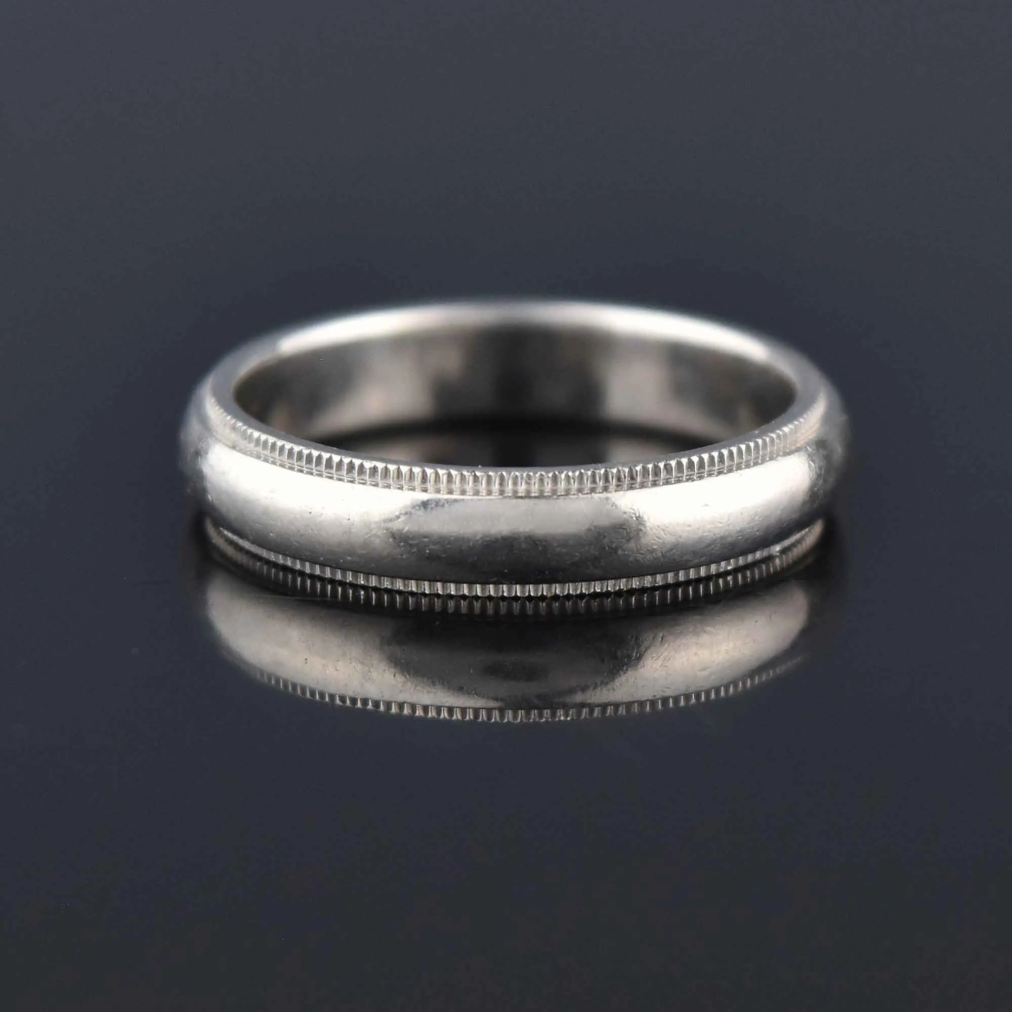 Tiffany & Co Platinum Milgrain Wedding Band Ring, 4mm