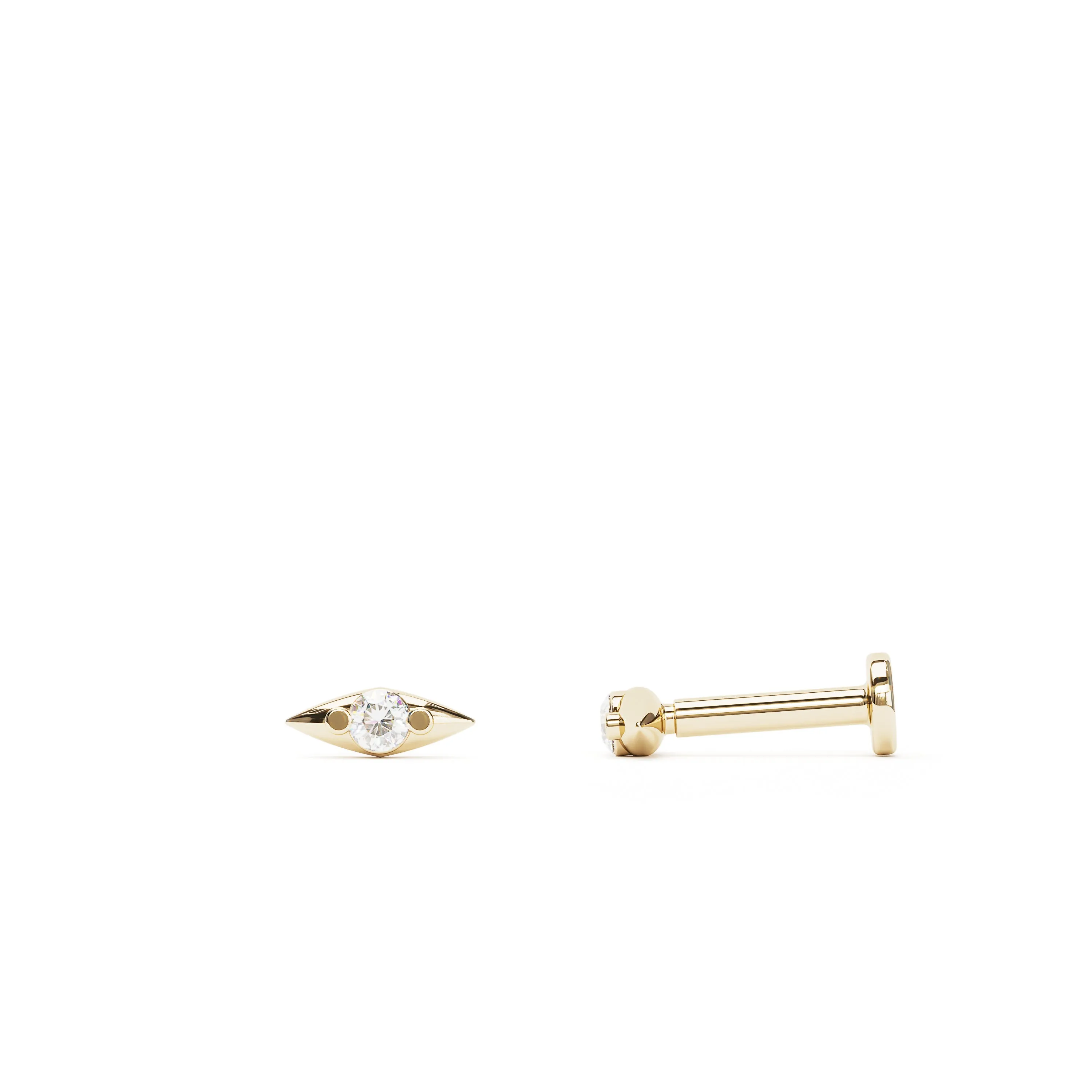 Tiny 14K Gold Minimalist Diamond Stud