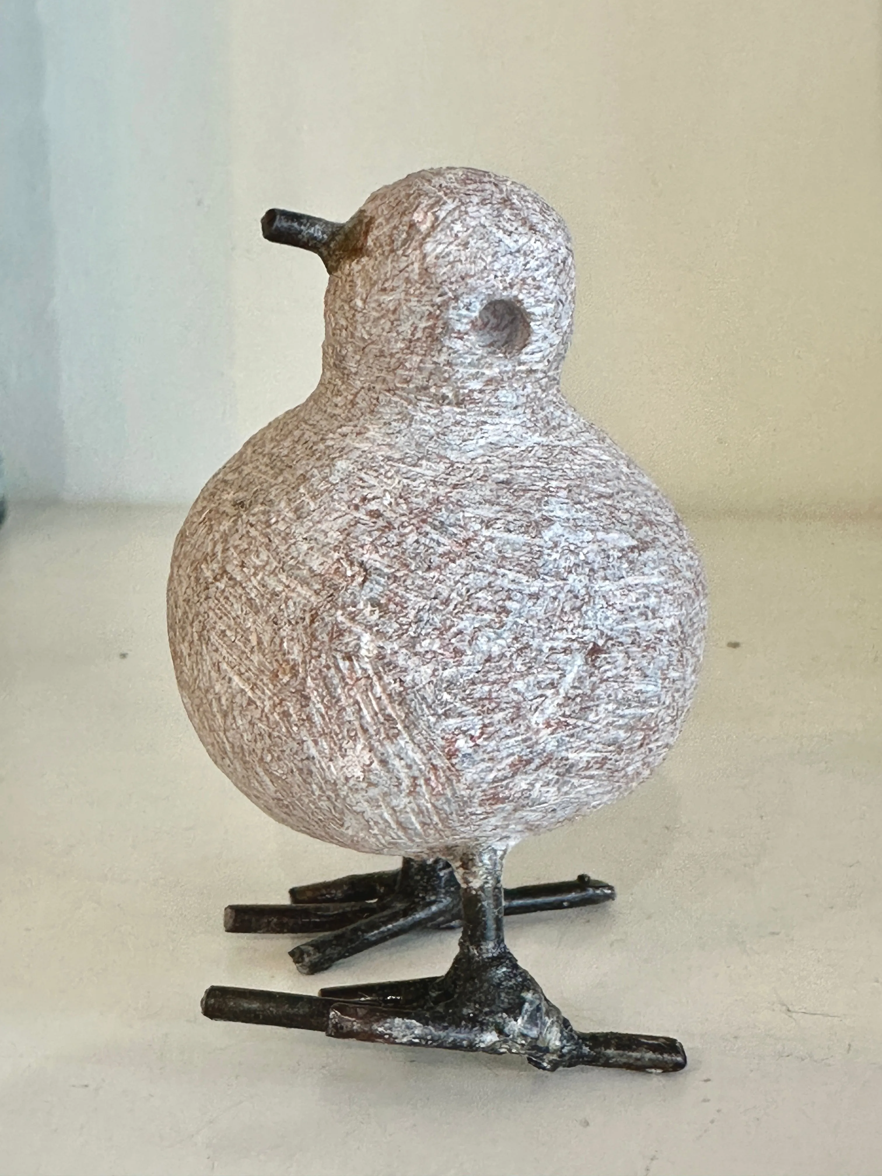 Tiny Stone and Recycled Metal Chickadee Bird Sculptures Made In Zimbabwe