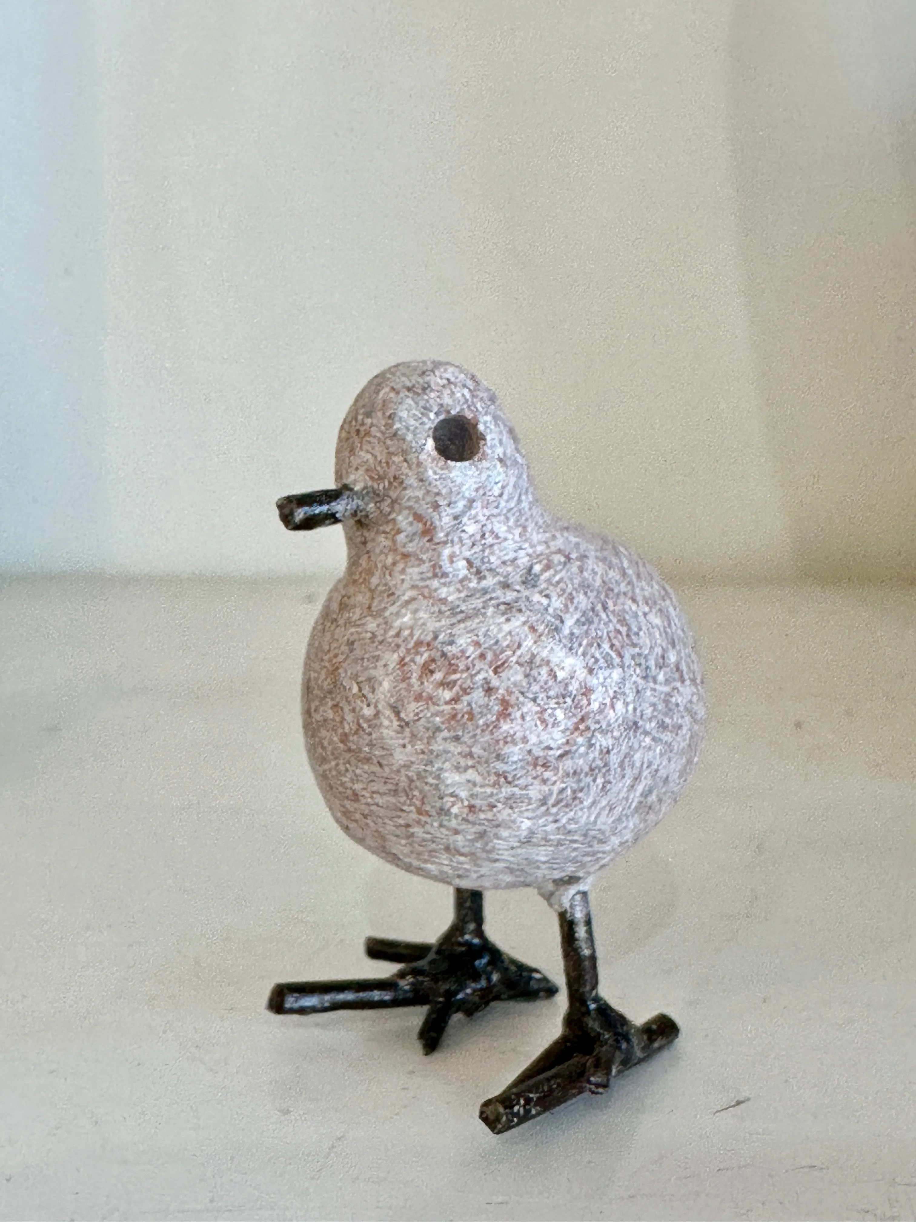 Tiny Stone and Recycled Metal Chickadee Bird Sculptures Made In Zimbabwe