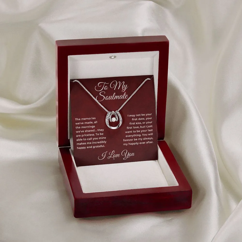 To My Soulmate For Wife or Girlfriend Lucky Horseshoe Pendant Necklace