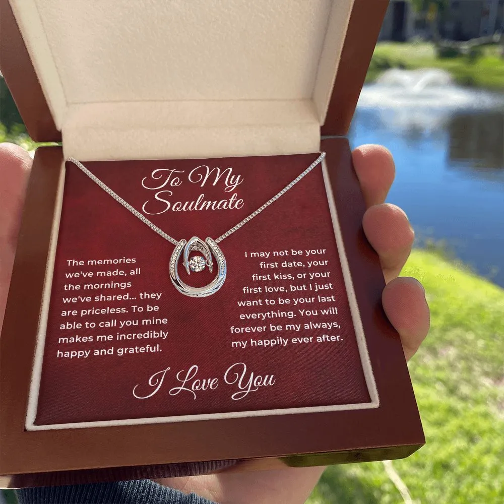 To My Soulmate For Wife or Girlfriend Lucky Horseshoe Pendant Necklace