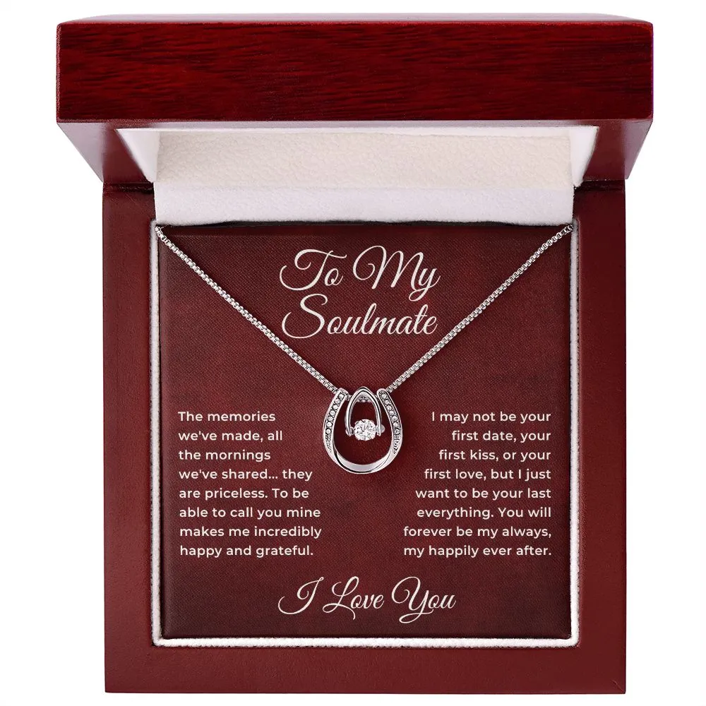 To My Soulmate For Wife or Girlfriend Lucky Horseshoe Pendant Necklace