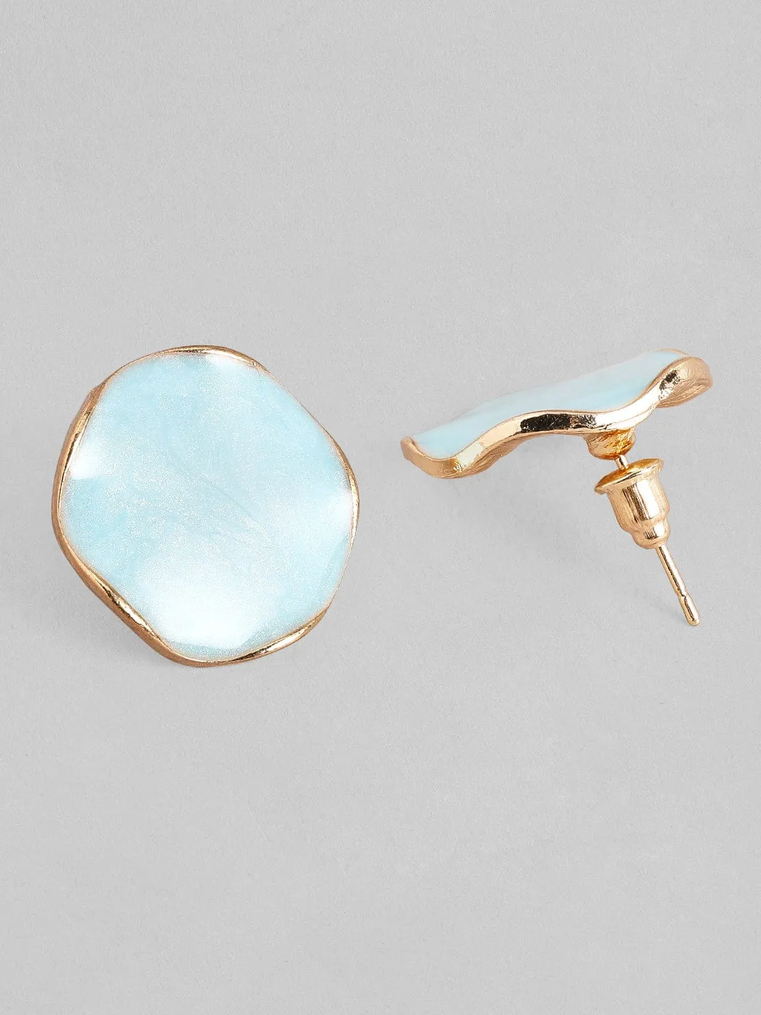 TOKYO TALKIES X Rubans Chic Gold Tone Blue Resin Stud Earrings