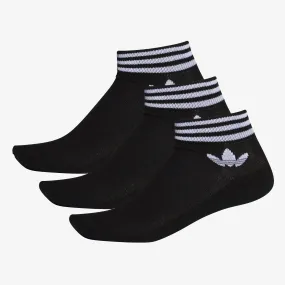 TREFOIL ANKLE SOCKS - 3 PAIRS 'BLACK/WHITE'