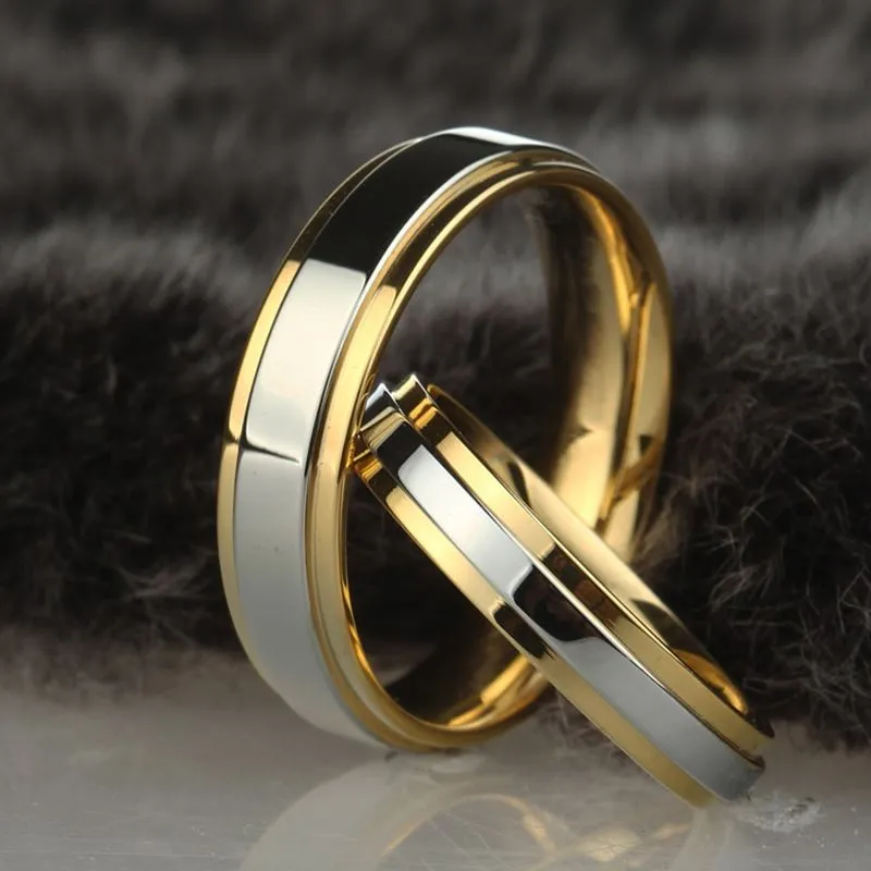 Two Tone K Gold  Couple Rings Wedding Ring Set - WM7