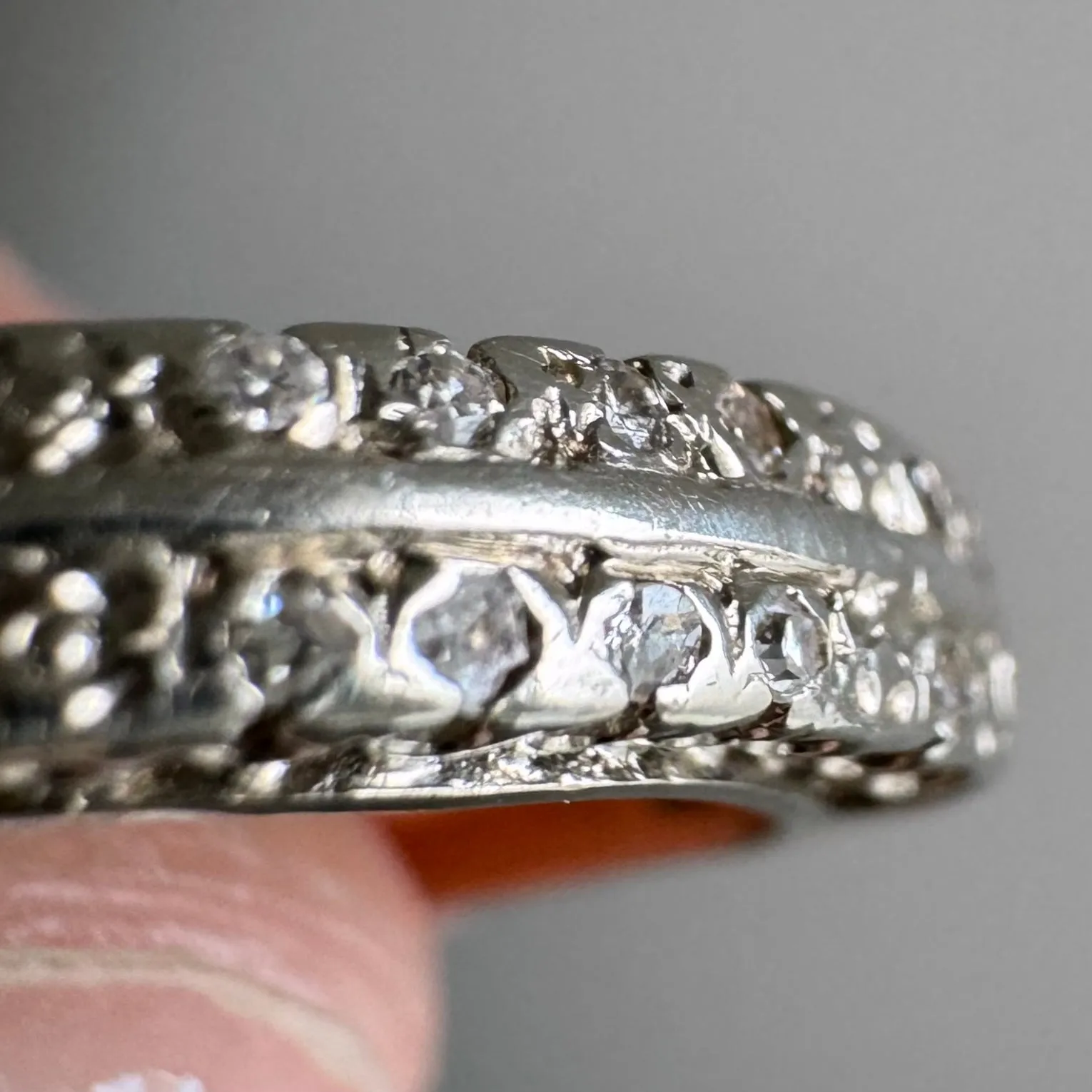 V I N T A G E // garden rows / 14k yellow and white gold floral half eternity band with diamonds / size 4.75