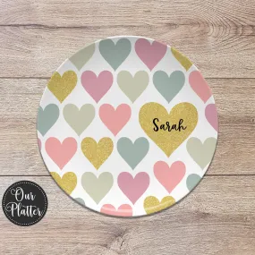 Valentine Hearts Personalized Plates