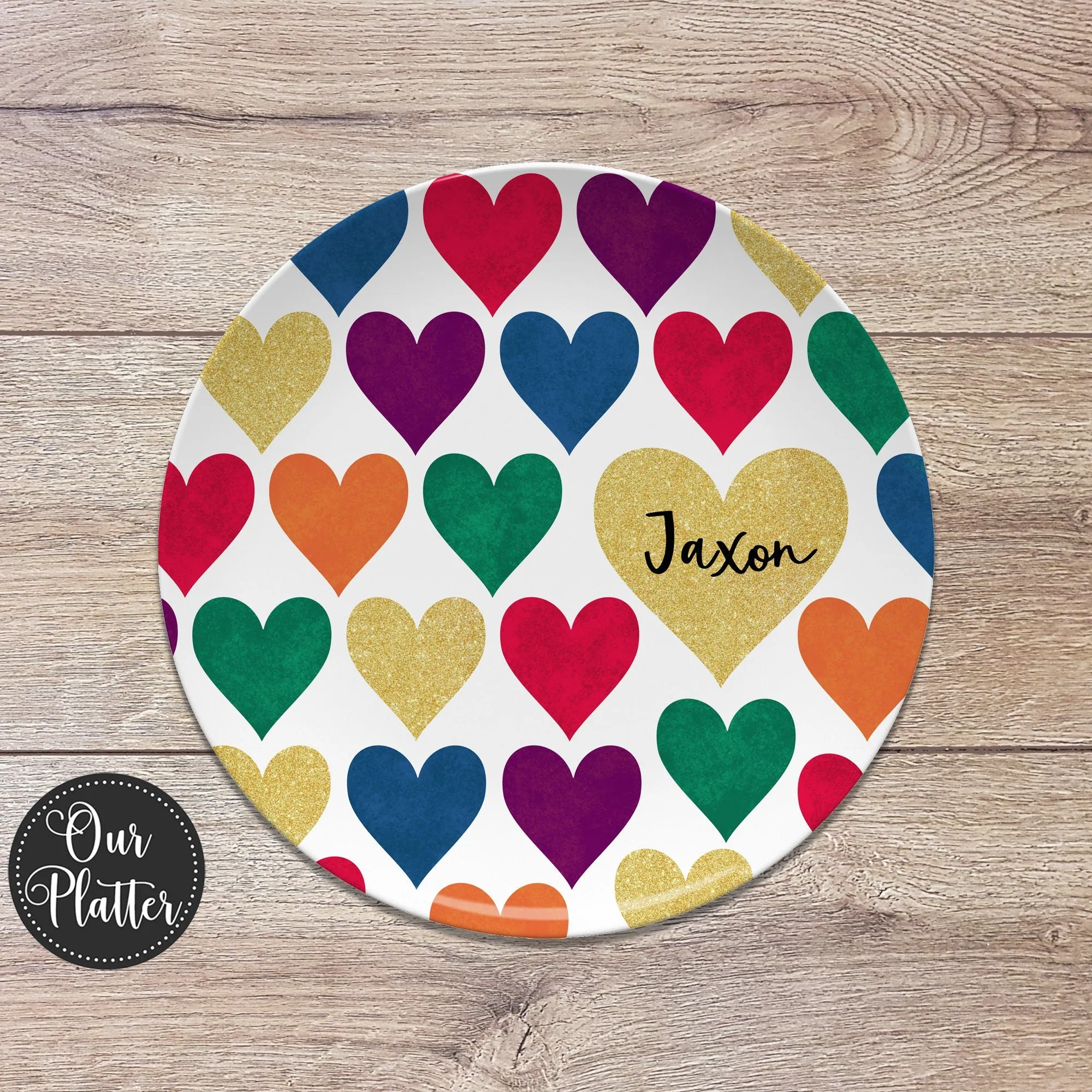 Valentine Hearts Personalized Plates