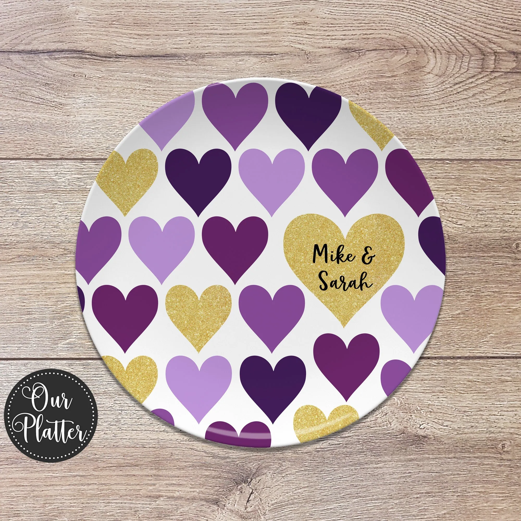 Valentine Hearts Personalized Plates