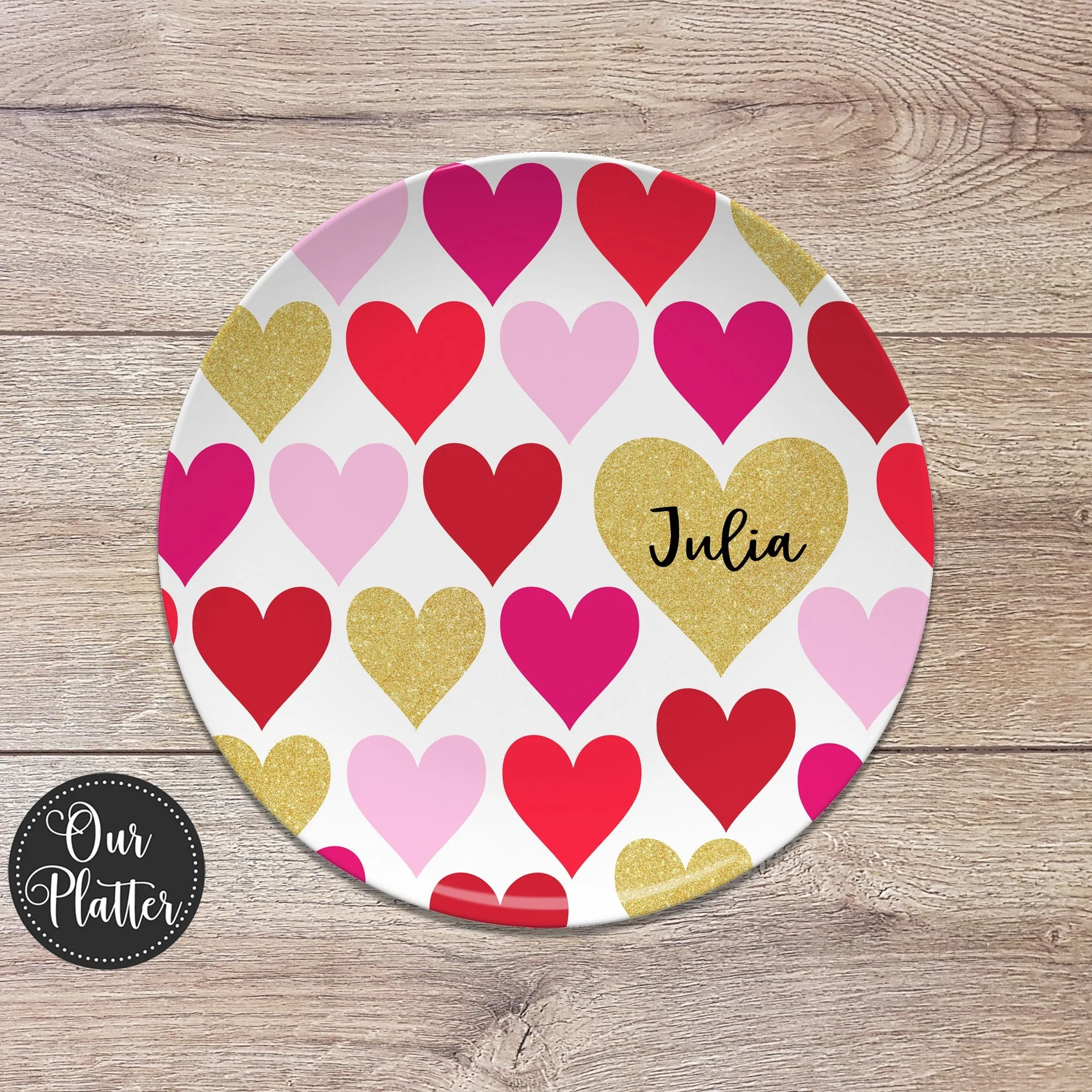 Valentine Hearts Personalized Plates