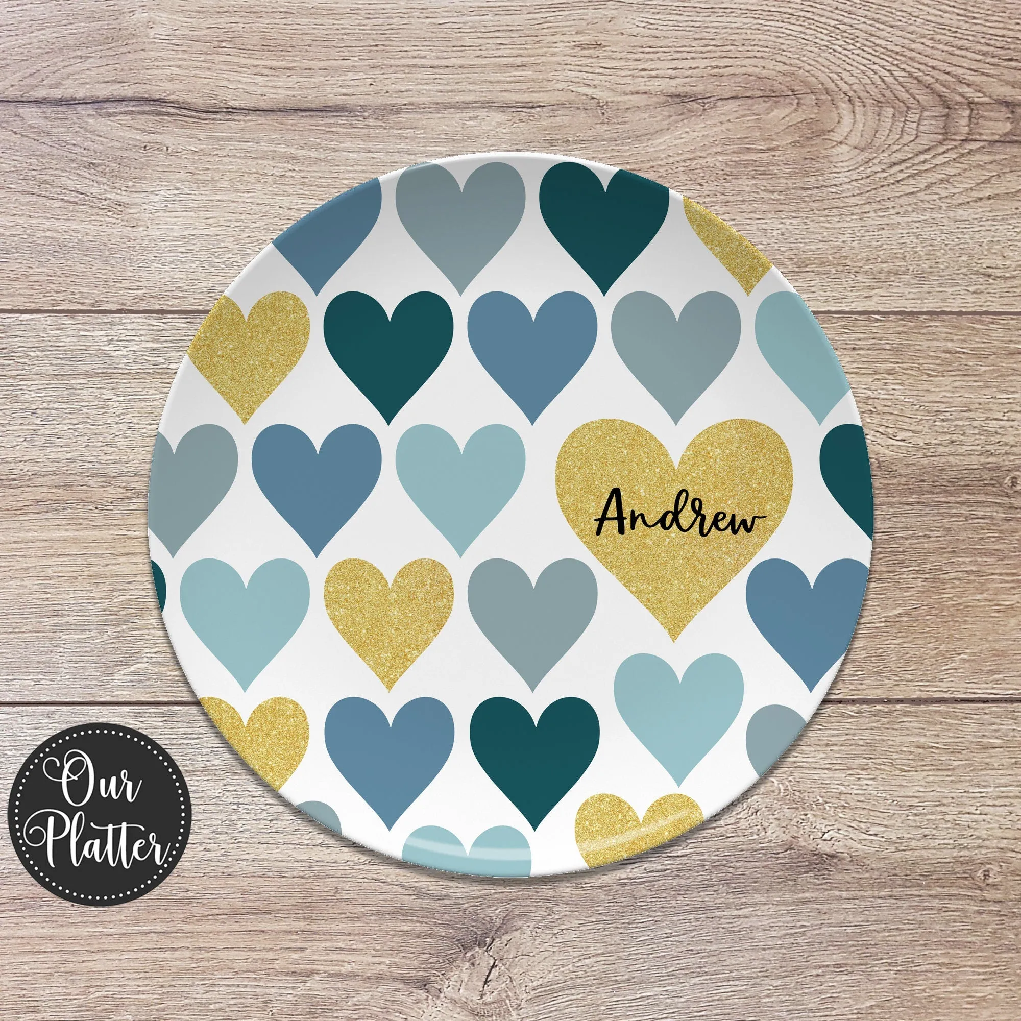 Valentine Hearts Personalized Plates