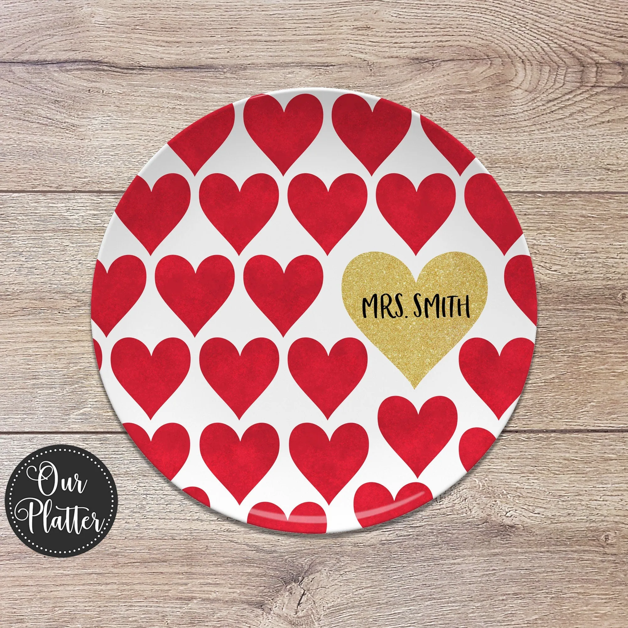 Valentine Hearts Personalized Plates