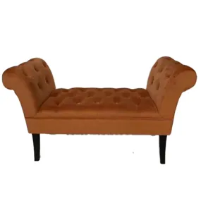 Velvet Plush Giselle Stool Burnt - Orange