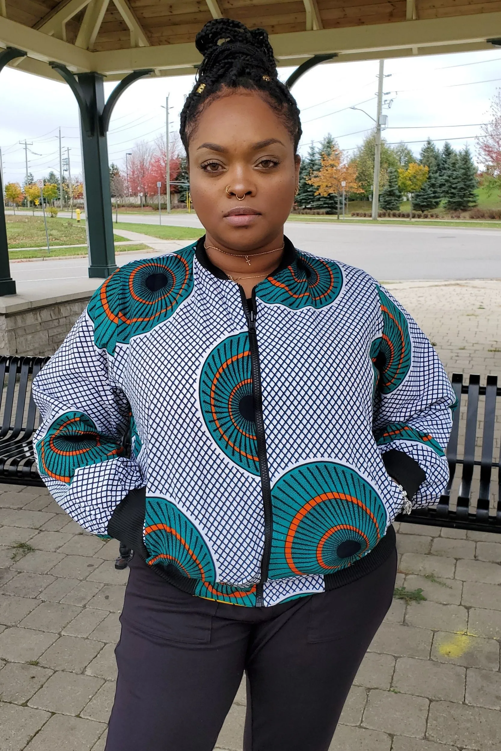 VERA African Print Reversible Women's Bomber Jacket