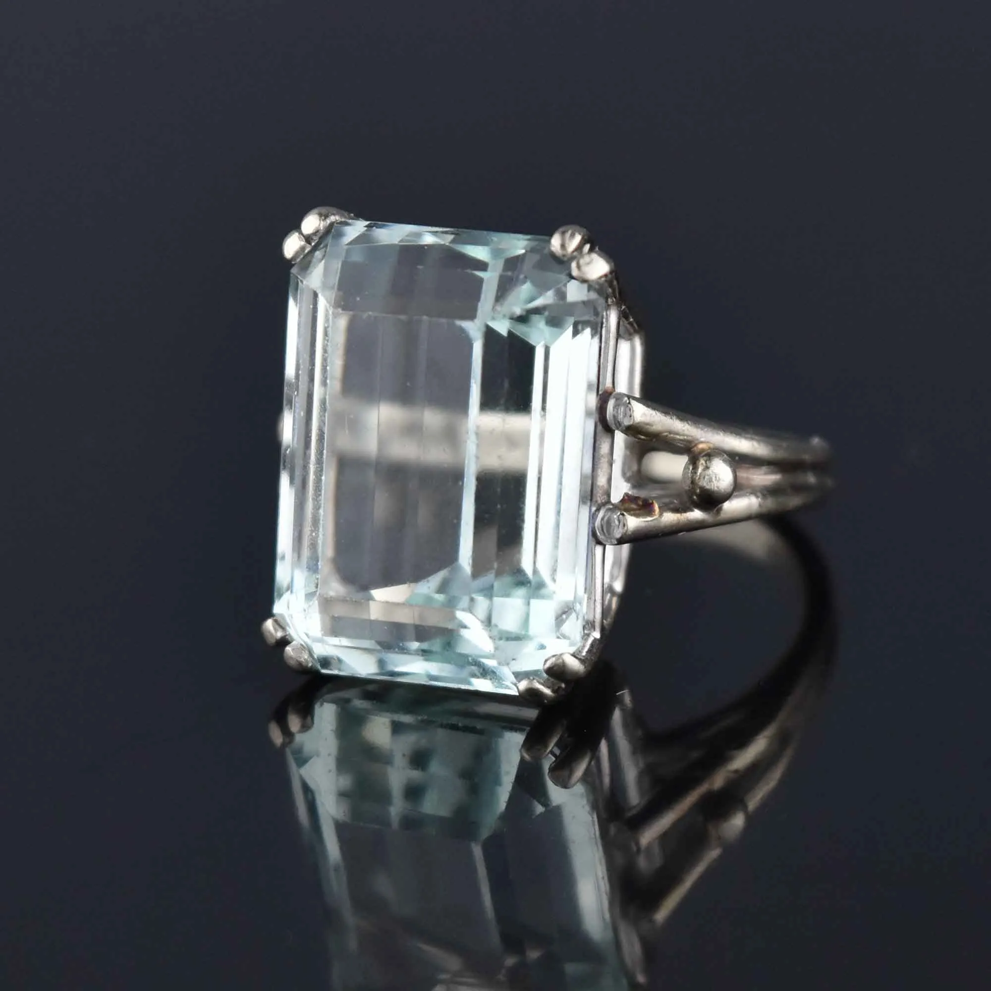 Vintage 13 CTW Aquamarine Ring in 14K White Gold