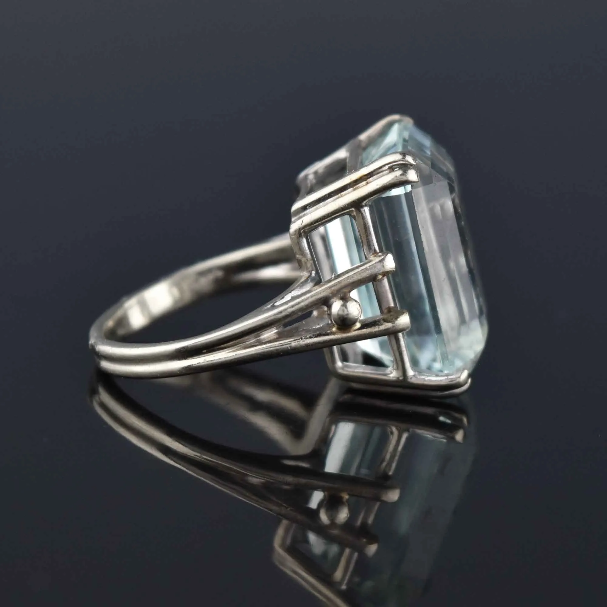 Vintage 13 CTW Aquamarine Ring in 14K White Gold