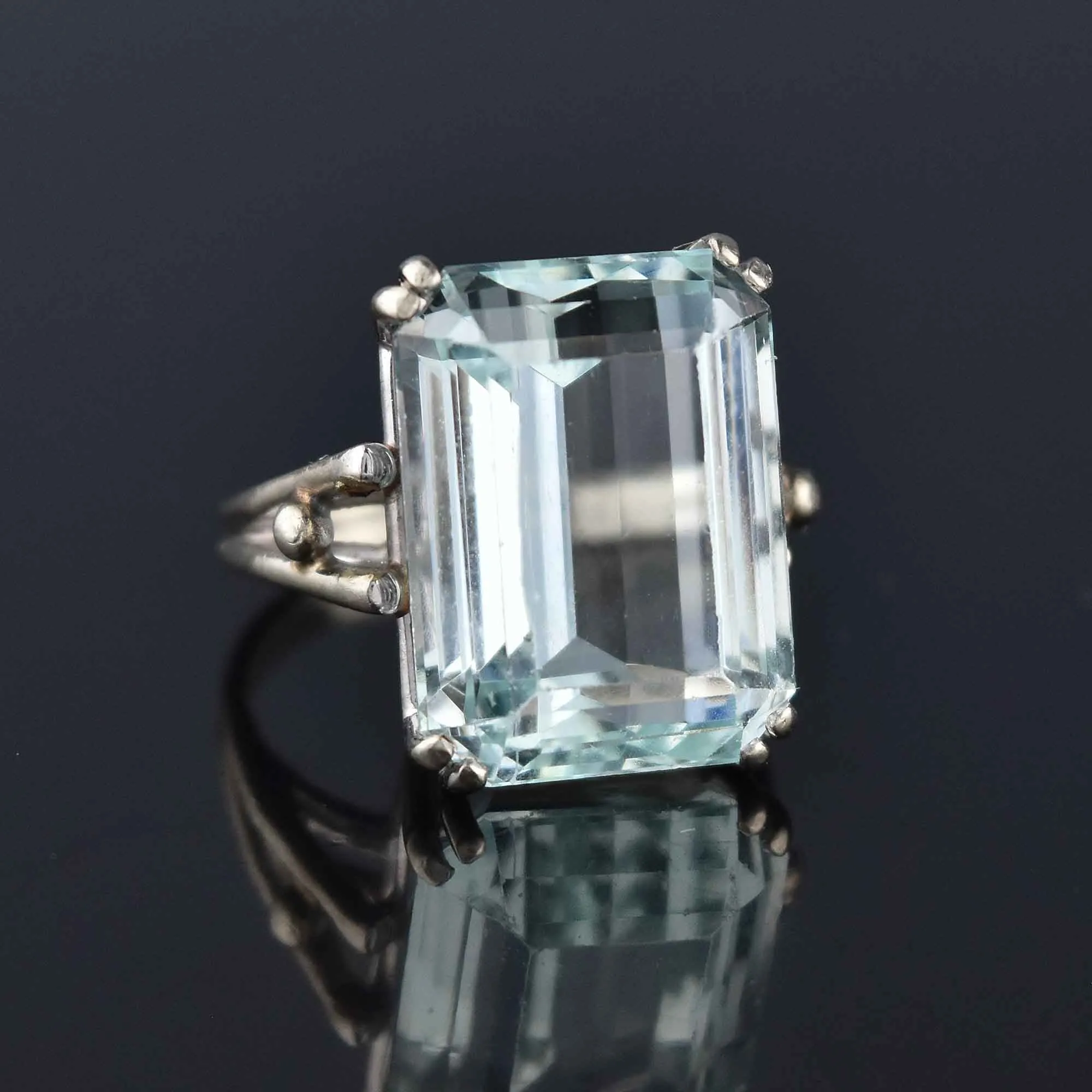 Vintage 13 CTW Aquamarine Ring in 14K White Gold