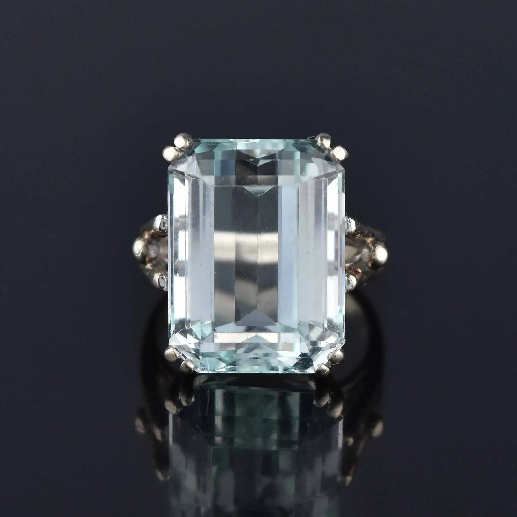 Vintage 13 CTW Aquamarine Ring in 14K White Gold