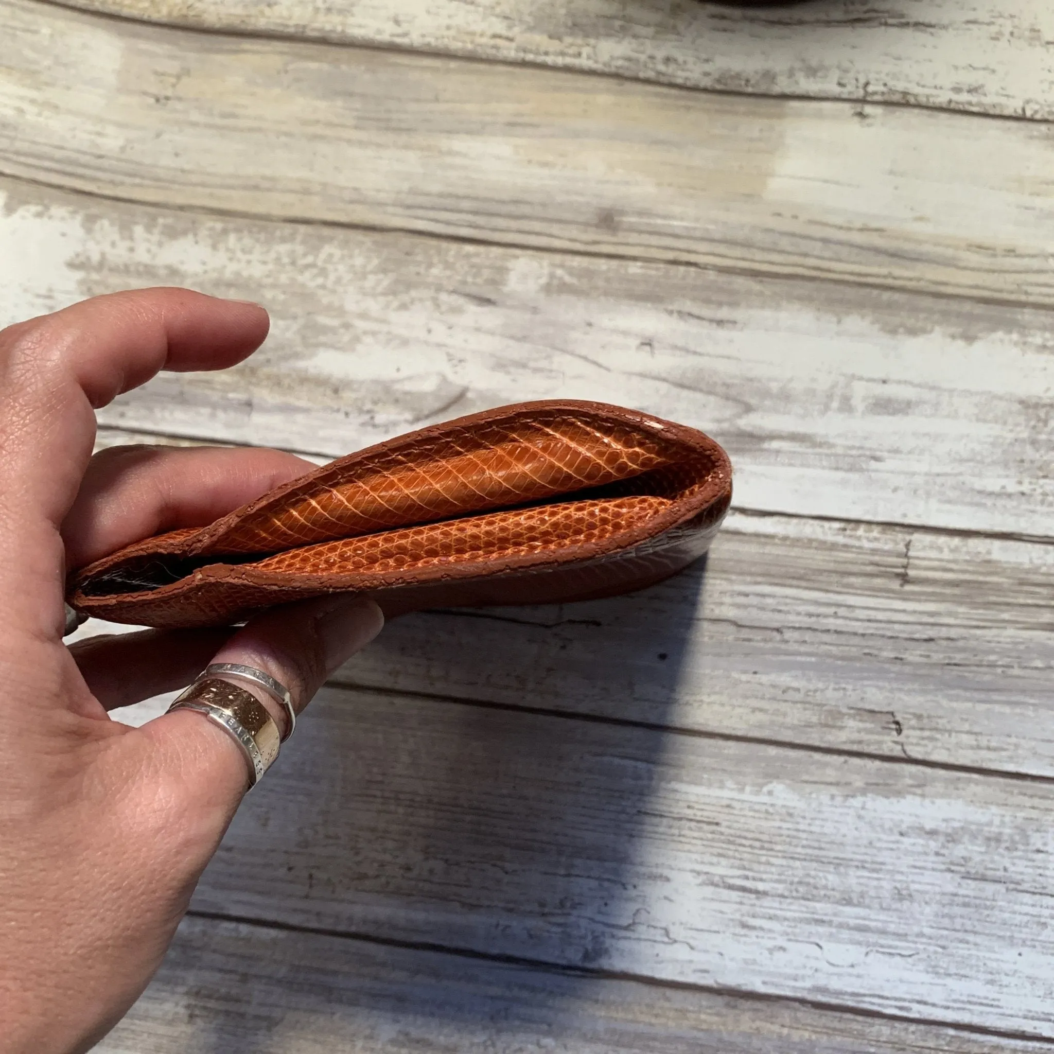 Vintage Brown Leather Clutch by Barfield & Baird. Perfect Fall Accessory in Stamped Cognac Leather.