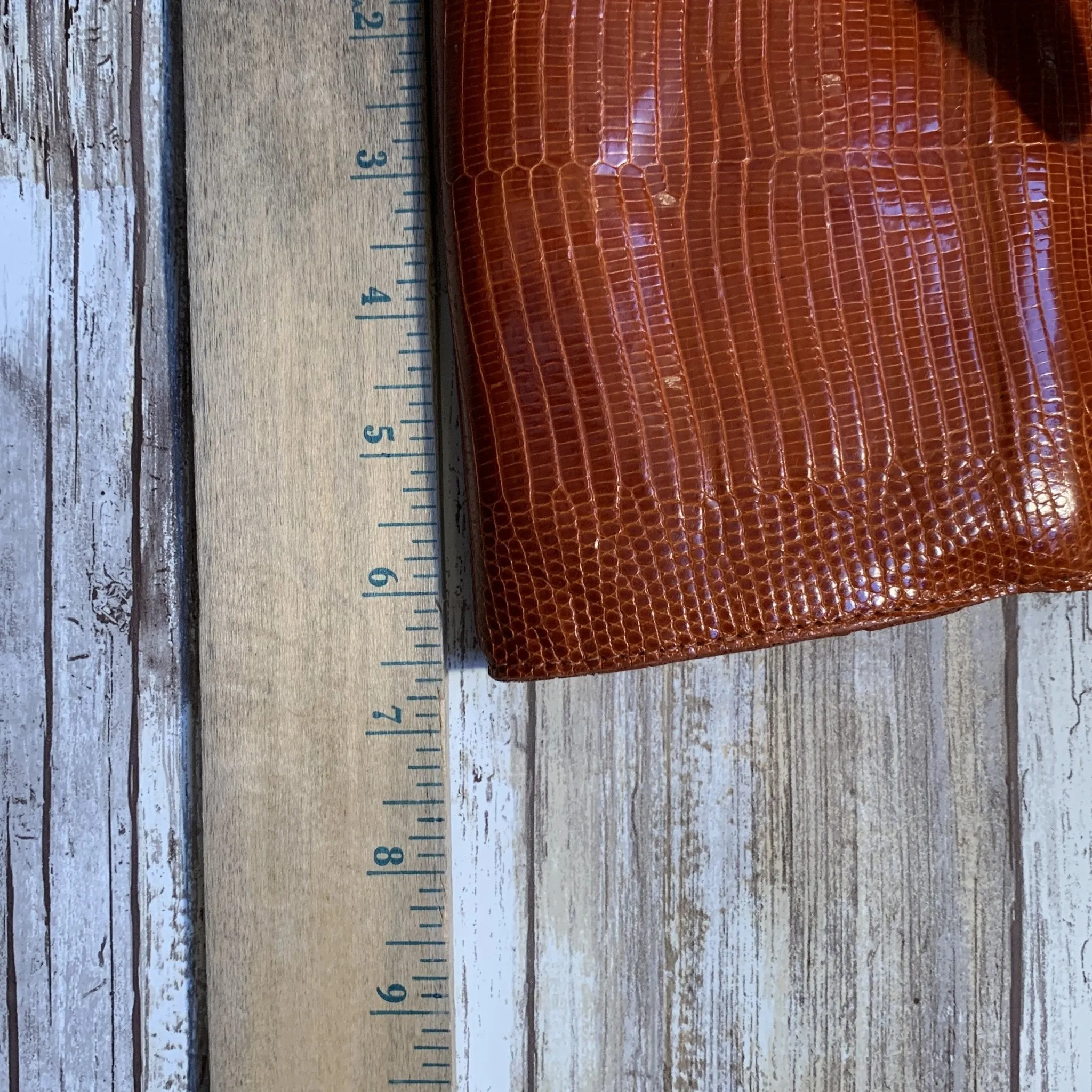 Vintage Brown Leather Clutch by Barfield & Baird. Perfect Fall Accessory in Stamped Cognac Leather.