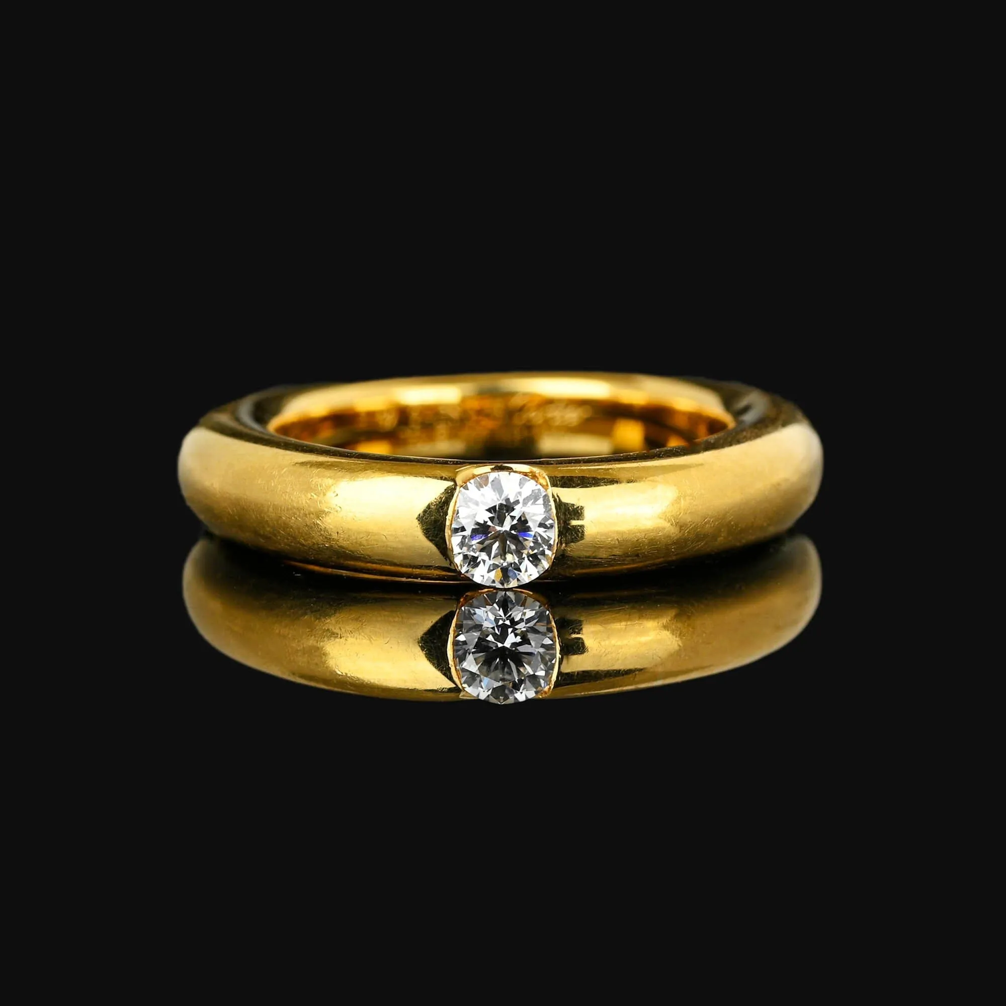 Vintage Cartier Ellipse Diamond Band Ring in 18K Gold