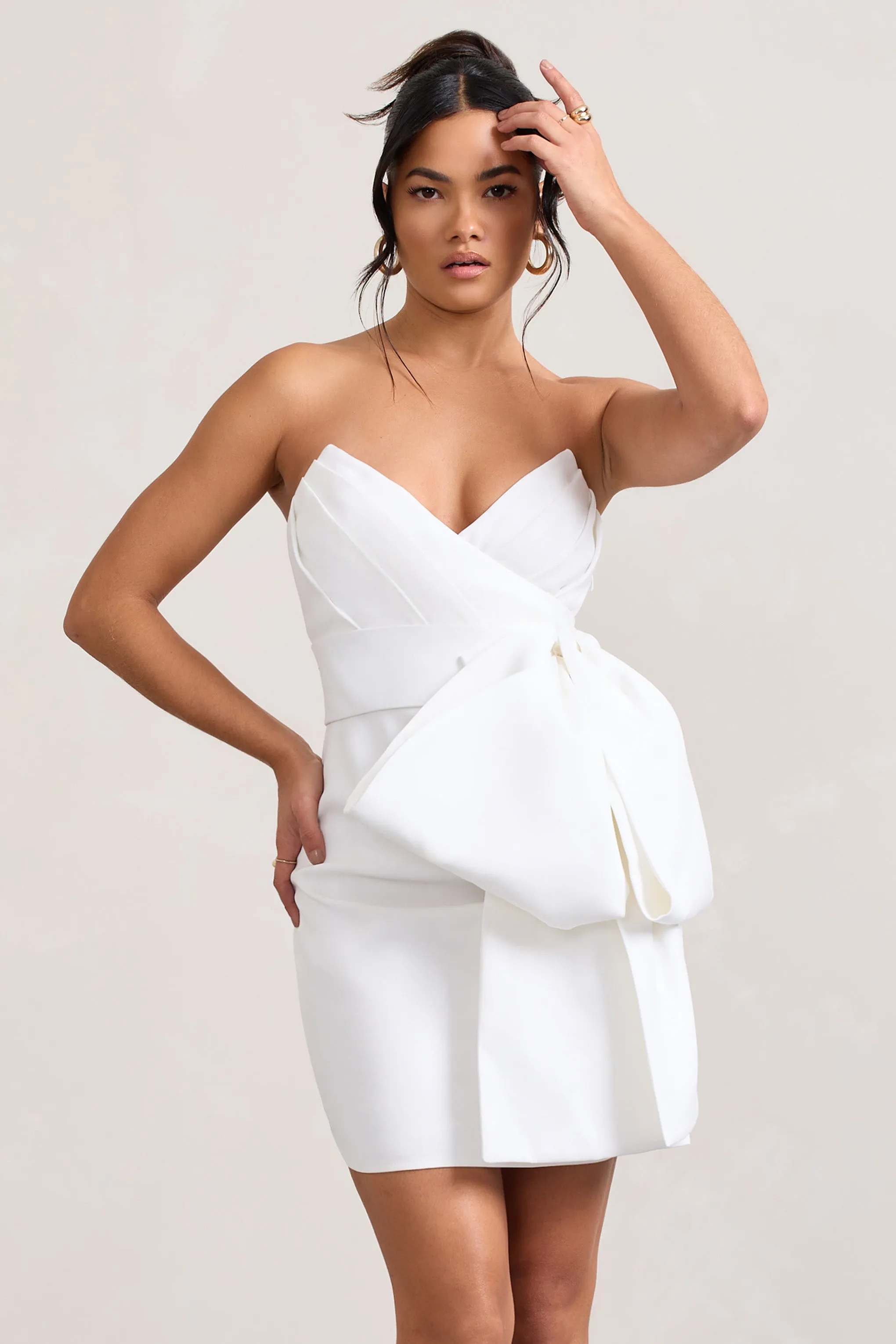 Winner | White Bandeau Mini Dress With Oversized Bow