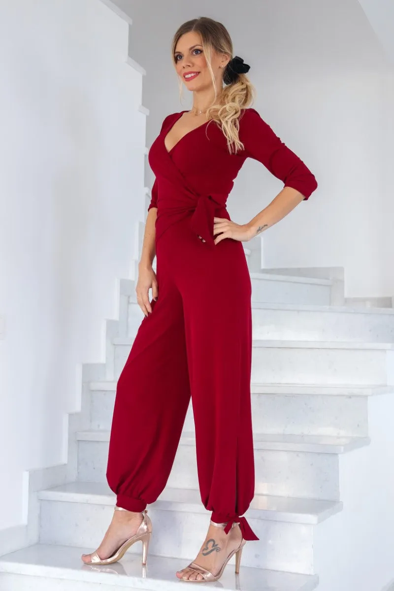 Wrap Jumpsuit With Ankle Ties