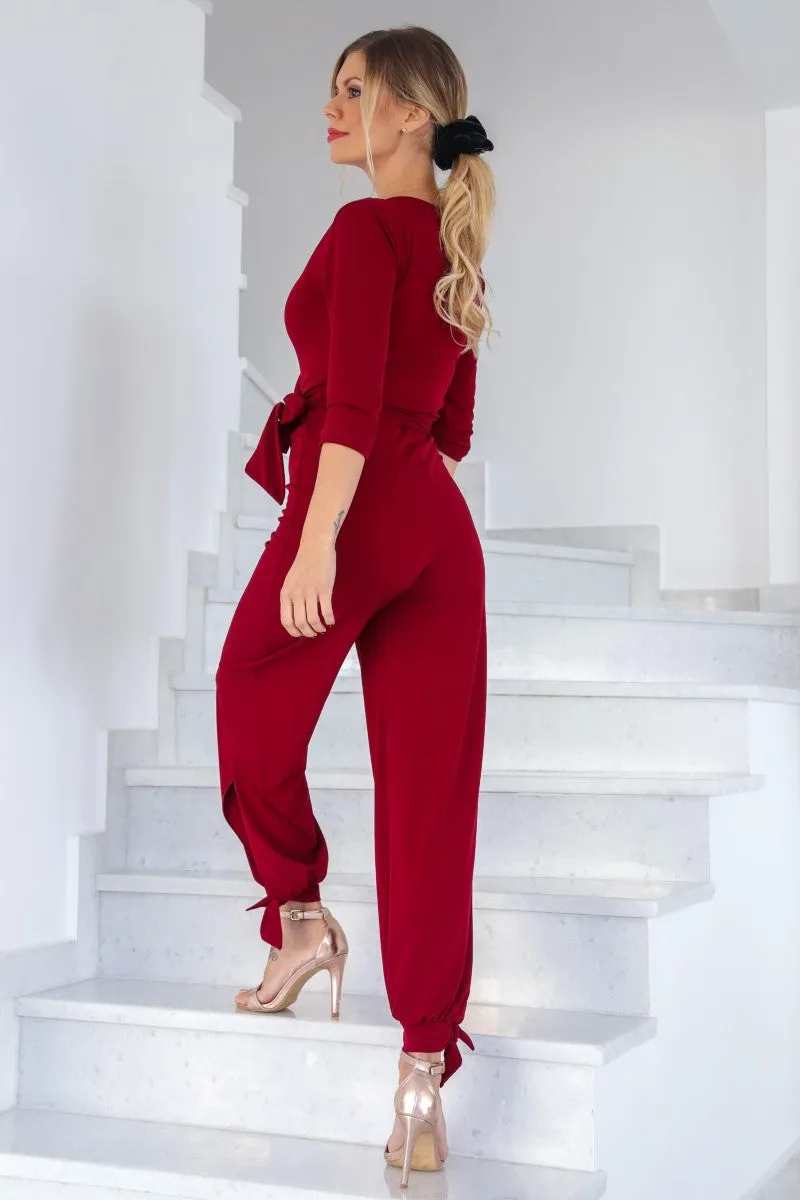 Wrap Jumpsuit With Ankle Ties