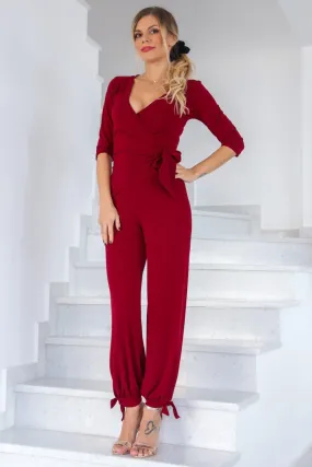 Wrap Jumpsuit With Ankle Ties