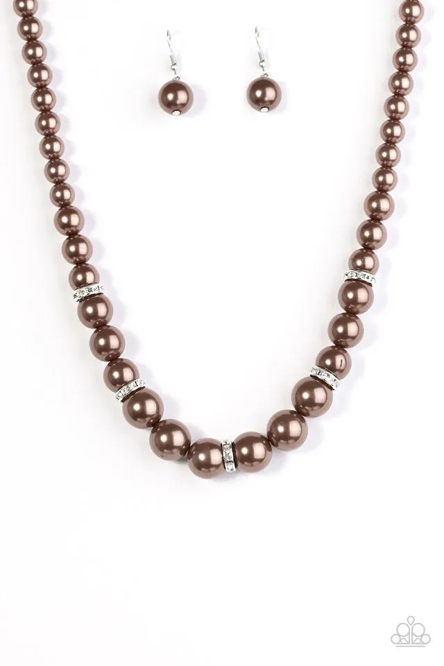 You Had Me At Pearls Brown-Necklace